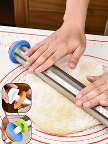 1pc Adjustable Stainless Steel Rolling Pin With Dough Thickness Scale - Ideal For Making Pizza, Muffins And Cookies - Essential For Kitchen - View 6