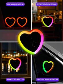 JELLOO 2 Sets Pink Girly Atmosphere Car Interior Decor, Heart-Shaped Neon Light, Car Window Heart Logo, Car LED Neon Light, RGB Dreamlike Color, USB Powered, APP Music Sync - RGB Dream Colors - View 3