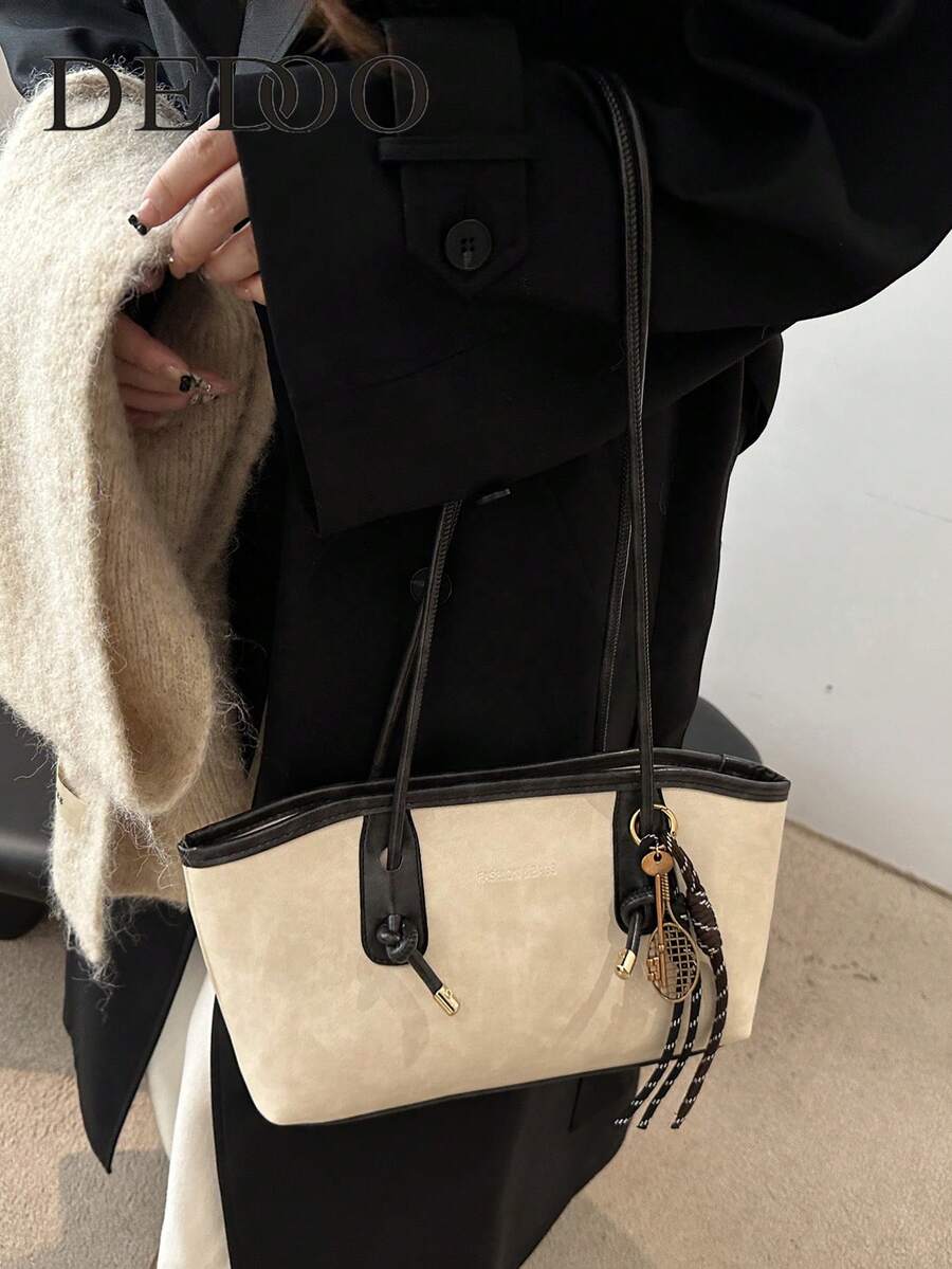 Dedoo A New Coffee-Colored Diamond-Patterned Bowling Bag, With A Zipper Closure, Made Of Solid-Color PU Material. Suitable For Autumn And Winter Seasons, With A Fashionable And High-Quality Feel. Has A Retro Style, Very Suitable For Commuting To Work And For Women's Daily Use. (Pendant Not Included)