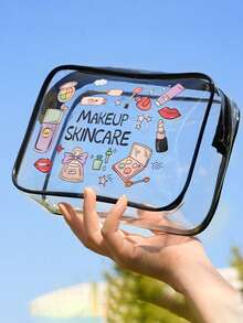Hair Accessories PVC Makeup Bag, Travel Storage Bag - Girls Lightweight Makeup Bag, Portable Makeup Bag, Cruise Travel Large Capacity, Back To School Season - Multicolor - View 3