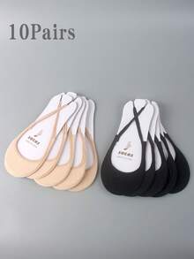 10双装女士船型腿套，低帮隐形腿套，带松紧带，适合搭配高跟鞋 - 彩色 - 查看 18