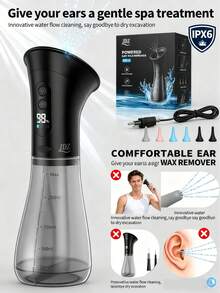 Electric Ear Cleaner With Irrigation Flushing System, Effective Ear Cleaning Tool With 2000mAh Fast Charging Battery IPX7 - Perfect Gift For Dad, Mother's Day Gift, Father's Day Gift, Christmas Gift Giving, Ideal For Parents - 高配版 - 查看 2