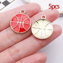 5/10pcs Sports Charms Enamel Basketball Baseball Pendant Charms For Jewelry Making Rhinestone Ball Game Softball Charms For Necklace Bracelet Earrings DIY Crafts - Multicolor - View 16