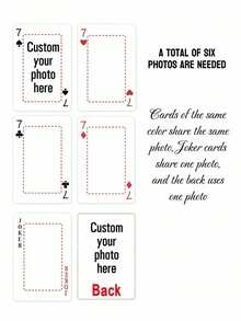 1set/54pcs Personalized Customized Game Cards, Can Be Customize 6 Photos,Poker Game Cards With Photos, Customized Poker Sets, Personalized Photo And Text Game Cards, Personalized Game Cards, Customized Game Cards, Anniversary Gifts, Anniversary Gifts, Valentine's Day Gifts, Wedding Souvenirs, Wedding Poker Cards, Mother's Day Gifts - Light Grey - View 5