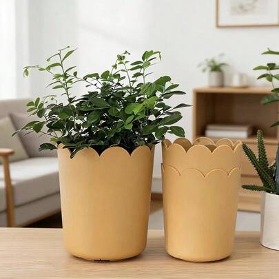 3pcs Nordic Style Thick Plastic Flower Pots, Resin Planters For Home, Balcony, Rose, Luffa