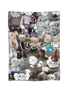 Kawss Kawaii Kaw Blanket Luxury Anime Flannel Blanket - Ultra Soft Cartoon Print, The Perfect Gift For Any Occasion, Christmas, Birthday, For Home, Camping & Travel Use - màu đen - Xem 4