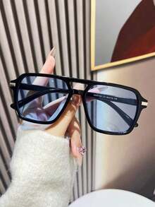 1 Pair Fashion Double-Bridge Aviator Fashion Glasses For Women - Brown - View 5