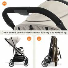 Lightweight Baby Stroller, Foldable Stroller, Widened Sunshade With Zipper, One-Touch Collection, Adjustable Backrest, Breathable Mesh, Easy To Carry, Suitable For Travel - Khaki - View 8