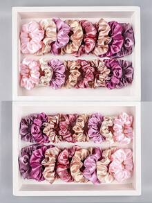 32Pcs Women's Soft Satin Scrunchies Set, High Elasticity Hair Ties, Multi-Color Silk Ponytail Holders, Versatile Fashion Hair Accessories For Girls - Multicolor - View 12