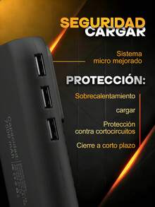 Esta batería externa portátil de 7500 mAh es compatible con los protocolos de carga rápida PD3.0 y QC4.0. Cuenta con tres puertos USB-C, funciones de linterna y carga de teléfonos móviles, y es compatible con todos los teléfonos móviles. - Negro - Ver 5