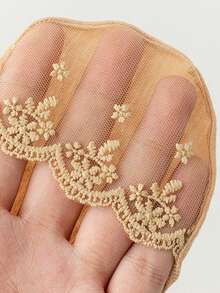 Calcetines de encaje de barco de verano para mujer, calcetines invisibles de malla transpirables, calcetines de dama con bordado de flores y cordones - Multicolor - Ver 3