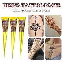 海娜膏，棕色，黑色，海娜纹身膏，临时纹身，半永久性海娜纹身膏 - 彩色 - 查看 2