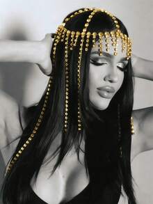 Modny, luksusowy, pusty w środku, łezkowaty wisiorek na łańcuszku, efektowna biżuteria na imprezę dla kobiet, akcesoria do włosów, biżuteria do włosów, ozdoby do włosów, biżuteria do włosów, ślub, stroje festiwalowe, akcesoria rave, przyszła panna młoda - Srebro - Zobacz 11