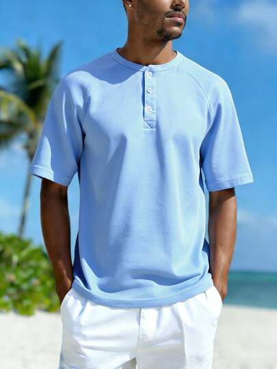 男士休闲舒适直筒衬衫，纽扣设计，适合日常穿着、商务场合、海滩度假和夏季穿着。