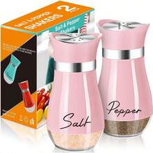 Salt And Pepper Shakers Set,4 Oz Glass Bottom Salt Pepper Shaker With Stainless Steel Lid For Kitchen Cooking Table, RV, Camp,BBQ Refillable Design (Copper) - Pink - View 12