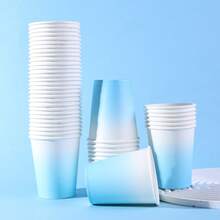 10/20/40pcs Gradient Blue Macaron Paper Cups, Soft Minimalist Style, Suitable For Easter Brunch, Spring Picnic, Baby Shower, Girls Afternoon Tea, Daily Use, Party Supplies - Blue - View 2