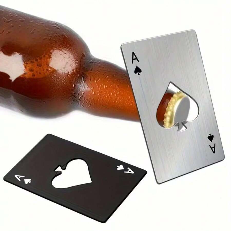 1件裝 Ace Of Spades 不鏽鋼開瓶器,多功能開瓶工具,適用於餐廳、廚房、家庭聚會、酒吧、飯店、派對,開瓶器配件,廚房配件 - 黑與白 - 查看 1