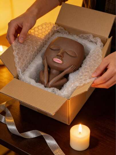 1pc Face-Shaped Succulent Planter, Cute Cactus Design Resin Pot With Drainage Hole, Creative Decor, Suitable Gift For Women And Men, Office And Garden Decoration