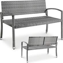 Outdoor Bench Rattan Garden Park Bench Loveseat For Patio,Yard,Front Porch,320kg Capacity,Weatherproof - Grey - View 2