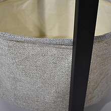Small Round Side Walnut Coffee Table Bedside Stand With Fabric Storage Basket - Multicolor - Ver 5