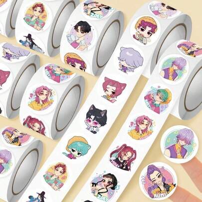 500Pcs Anime Character Roll Stickers - Cute Cartoon Decorative Stickers For Journaling, Scrapbooking, Phone Case, Laptop, Water Bottle, Gift Wrapping