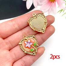 2/8pcs Elegant Flower Enamel Charms Flower Heart Necklaces Pendants Earrings Charms For Jewelry Making Bracelets Necklaces Earrings Keychains DIY Crafts - Multicolor - View 14
