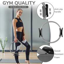 Pilates Ring Set – 14-Inch Anti-Deformation Magic Ring With Soft Handle, Mini Ball, 5 Resistance Bands, User Guide, Home Pilates Equipment - Grey - View 5