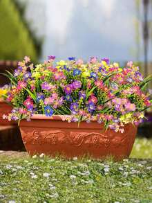 5pcs Artificial Colorful Floral Bouquet, Silk Daisy, Eucalyptus, Morning Glory Hanging Basket, UV-Resistant, Suitable For Outdoor Decor, Garden, Patio, Corridor, Balcony, Wedding, Bouquet, Summer, Home Decor, Living Room, Bedroom, Tabletop, Wall, Vase Filler, Birthday Gift, Graduation Gift - Multicolor - View 3