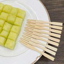 100pcs Bamboo Cocktail Forks, Mini Fruit Picks, Double-Ended Design, Buffet Utensils, Wooden Skewers, Christmas Gifts - Apricot - View 8