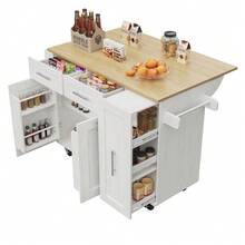 Mobile Storage Islands - White + MDF+Metal - View 3