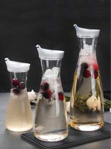 1pc Multi-Functional Hot/Cold Water Pitcher, Plastic Beverage Bottle, Juice Carafe, Tea Flower Pot, Suitable For Hot/Cold Drinks Storage, Refrigerator, Juice Container, Water Bottle, Iced Tea Pot Or Milk Jug, Applicable For Kitchen, Dining Room, Outdoor Camping - Clear - View 1