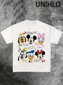 Disney UNIHLO Mickey  Print  Summer Casual Versatile Pure Cotton T-Shirt Suitable For Any Place - 白色 - 查看 2