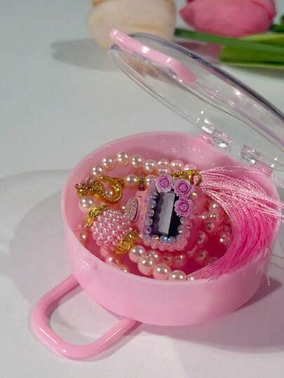 2pcs/Set Festival Prayer Beads Combination, 99 Beads 6mm Festival Rosary With Rhinestone Ring Counter, Festival Transparent Gift Box Packaging, Counter, Pearl Bead Electronic Counter, Festival Prayer Counting Set, Unisex