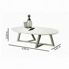 Classic Oval Coffee Table For Modern Living Room With Solid Wood Legs - 白色 - 查看 7