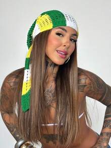 Brazil World Cup Knitted Bandana Scarf - Multipurpose - Putih - View 2
