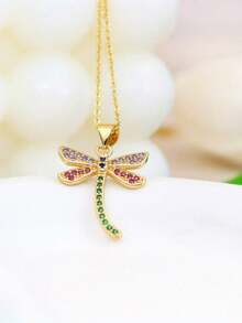 Fashionable High-Quality Dragonfly Copper Necklace For Women, Designed With Luxurious Aesthetic, Delicate Collarbone Chain - Gold - View 7