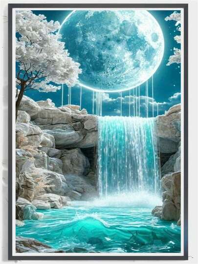 一套5D全钻圆形钻石画套装，包含全套工具，风景工艺品，卧室/客厅装饰钻石画，马赛克装饰墙画，适合成人初学者，马匹艺术工艺品，家居艺术墙饰画，钻石画套装礼品