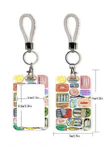 1pc Sardine Fish Pattern Card Holder, Cartoon Pull-Tab Card Holder Keychain Bag Charm, Student Wristband Card Holder, Women Student Card Holder, ID & Bus Card Protector, Student Campus Card Holder - Rectangle - View 7