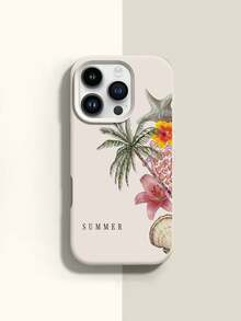 1pc Minimalist Summer Coconut Tree, Pink Sea Turtle & Flower Pattern Phone Case, Litchi Texture TPU Shockproof Scratch-Resistant Soft Shell Suitable Compatible With Apple 11/12/13/14/14Plus/15/15Plus/16/16Plus/7/8Plus/17/17Pro Etc. - Multicolor - View 2