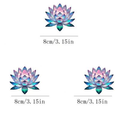 1 pieza/2 piezas/3 piezas Parche de transferencia de calor con flor de loto de cristal iridiscente, accesorio DIY adecuado para camisetas, vaqueros, suéteres, bolsos, almohadas, cojines