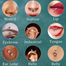 1/2/7 piezas Herramienta de agarre antideslizante mejorada, adecuada para reemplazar joyas de perforación de oreja/ceja/labio/nariz/ombligo, kit de perforación corporal regular y largo - Plateado - Ver 3