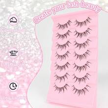 7 Pairs Cartoon Style False Eyelashes, Transparent Stem, Natural Long, Cosplay Makeup, Criss-Cross Big Eyes False Lashes, Full Strip Fake Eyelashes - Black - View 4
