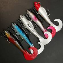 5件装钓鱼路亚饵，带铅头钩，软体泳饵，人工饵，适用于鲈鱼 - 彩色 - 查看 2