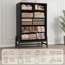 Huisuilinss 5/6 Drawer Dresser,Tall Dresser For Bedroom,Modern Chest Of Drawers,Freestanding Wood Storage Organizer With Deep Drawer For Living Room Entryway Hallway - 黑色六抽屜櫃 - 查看 5