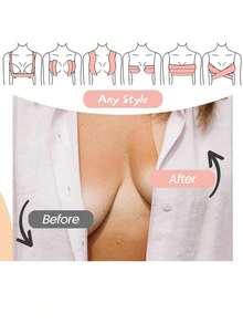 1 Roll Invisible Self-Adhesive Breast Lift Tape, Strapless Bra Cups Enhancer Pads For Women - Beige - View 4