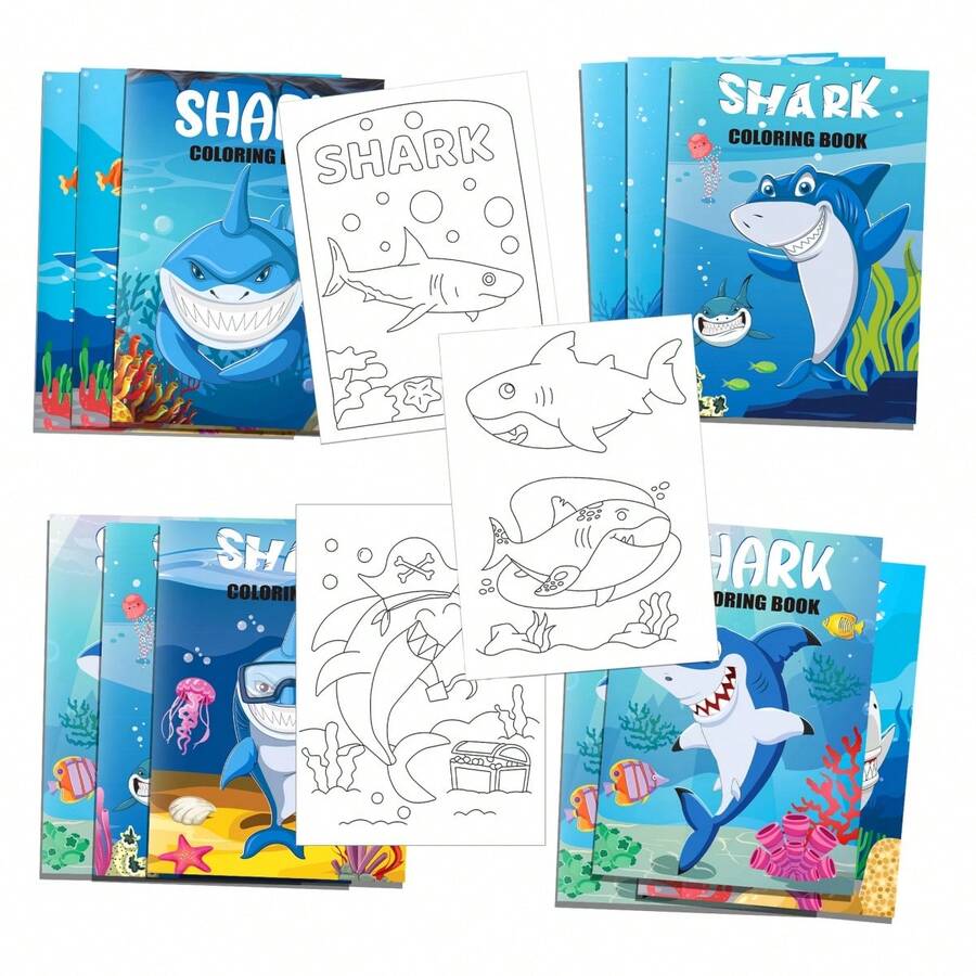 Livro de Colorir DIY Tubarão - Livro de Desenhos e Pinturas Cartoon, Adequado para Festas de Aniversário e Aventuras de Primavera, Interação Divertida entre Pais e Filhos, Adequado para a Temporada de Volta às Aulas, Presente Perfeito para Jovens Exploradores do Oceano e Aprendizes Criativos - Multicolorido - Visão 1