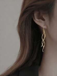 CVNANA 1对长流苏波浪耳环，百搭女士吊坠耳环，送给女朋友的礼物 - 金黃色 - 查看 4