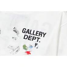 GALLERY Style Hand Painted Splatter Graffiti Print Short Sleeve T-Shirt For Men Women - Y2K Vintage Washed Graphic Tee With Distressed Artwork, High-Street Casual Summer Top - 黑色 - 查看 5