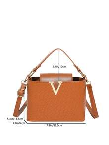 Bolso cuadrado pequeño de textura trenzada de moda, bolso de hombro personalizado para ir al trabajo, bolso cruzado para mujer - Marrón - Ver 5