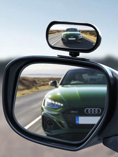 1个汽车后视镜附加镜，可调节教练镜，倒车辅助镜，广角大视野盲点镜，通用型凸面盲点镜，360°旋转角度可调安全镜，适用于停车、倒车、驾驶，适用于大多数轿车、SUV、卡车的汽车外部配件